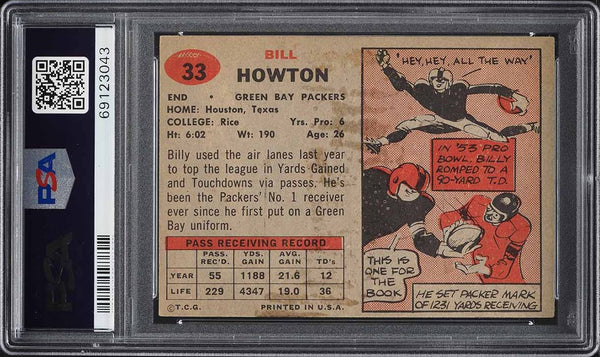 1957 Topps FB Card # 33 Billy Howton Green Bay Packers HOF PSA 6 EXMT (MGD2)