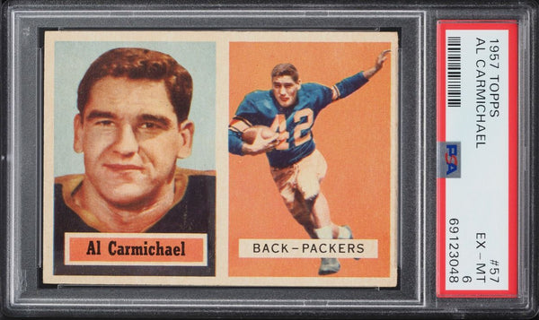 1957 Topps FB Card # 57 Al Carmichael Green Bay Packers HOF PSA 6 EXMT (MGD2)