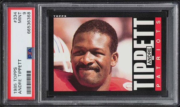 1985 Topps FB Card #334 Andre Tippett New England Patriots HOF PSA 9 MINT (MGD2)