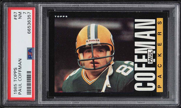 1985 Topps FB Card # 67 Paul Coffman Green Bay Packers HOF PSA 7 NRMT (MGD2)