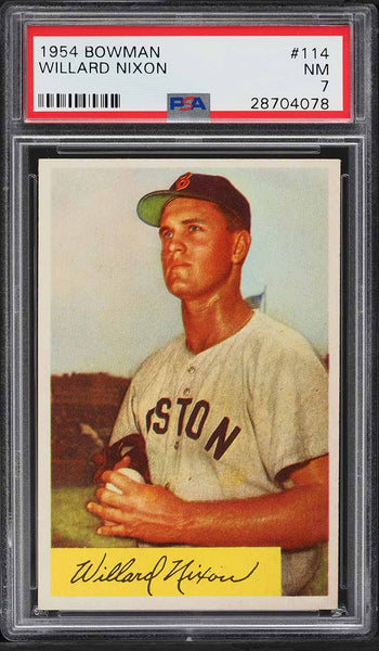 1954 Bowman BB Card #114 Willard Nixon Boston Red Sox PSA 7 NRMT (MGD2)