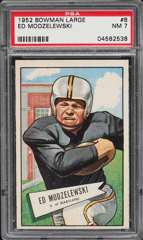 1952 Bowman Large FB Card # 8 Ed Modzelewski Steelers ROOKIE RC PSA 7 NRMT (MGD2)