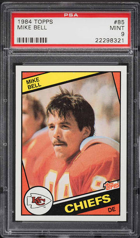 1984 Topps FB Card # 85 Mike Bell Kansas City Chiefs ROOKIE RC PSA 9 MINT (MGD2)