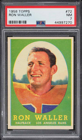 1958 Topps FB Card # 72 Ron Waller Los Angeles Rams PSA 7 NRMT (MGD2)