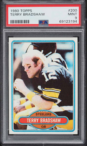 1980 Topps FB Card #200 Terry Bradshaw Pittsburgh Steelers HOF PSA 9 MINT (MGD2)