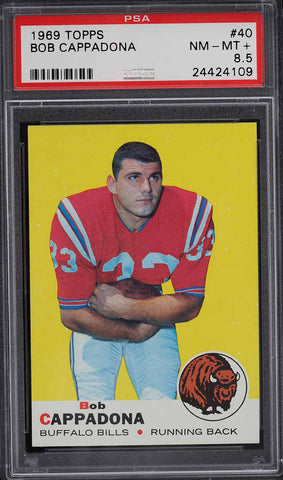 1969 Topps FB Card # 40 Bob Cappadona Buffalo Bills ROOKIE RC PSA 8.5 NM-MT+ (MGD2)