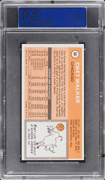 1970 Topps Bkb Card # 60 Chet Walker HOF PSA 8 NM-MT (MGD2)