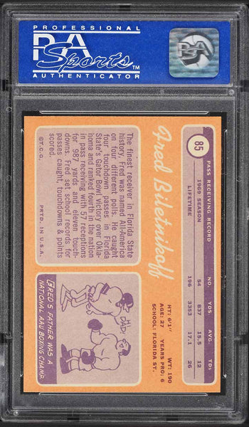 1970 Topps FB Card # 85 Fred Biletnikoff Oakland Raiders HOF PSA 8 NM-MT (MGD2)