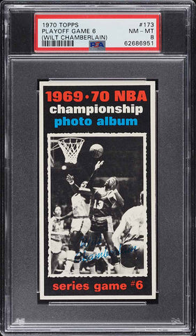 1970 Topps BkB Card #173 Wilt Chamberlain HOF PLAYOFF GAME 6 PSA 8 NM-MT (MGD2)