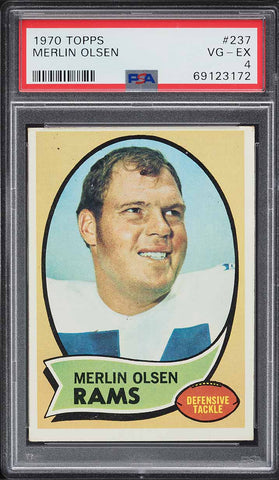 1970 Topps FB Card #237 Merlin Olsen Los Angeles Rams HOF PSA 4 VGEX (MGD2)