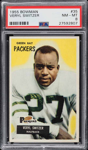 1955 Bowman FB Card # 35 Veryl Switzer Green Bay Packers PSA 8 NM-MT (MGD2)