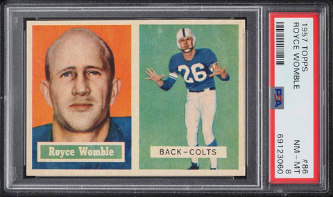 1957 Topps FB Card # 86 Royce Womble Baltimore Colts PSA 8 NM-MT (MGD2)