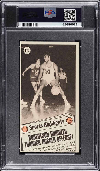 1970 Topps BkB Card #114 Oscar Robertson Milwaukee Bucks HOF ALL-STAR PSA 7 NRMT (MGD2)