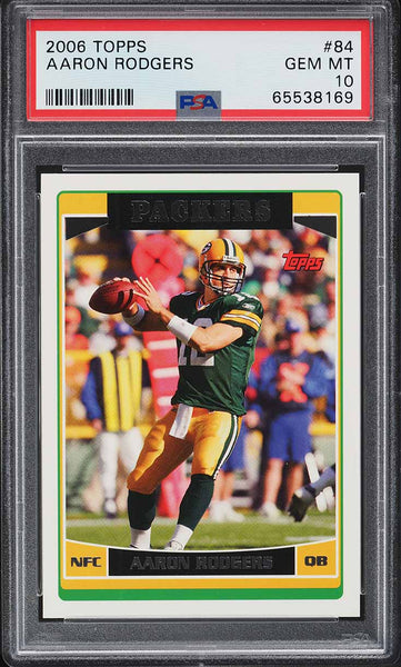 2006 Topps FB Card # 84 Aaron Rodgers Green Bay Packers PSA 10 GEM MINT (MGD2)