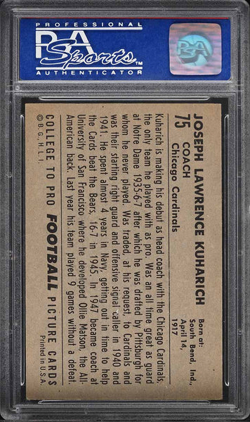 1952 Bowman Large FB Card # 75 Joe Kuharich Chicago Cardinals PSA 7 NRMT (MGD2)