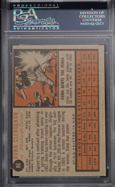 1962 Topps BB Card # 86 Donn Clendenon ROOKIE RC PSA 7 NRMT (MGD2)