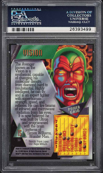 1995 Marvel Metal Card # 15 Vision PSA 10 GEM MINT (MGD2)