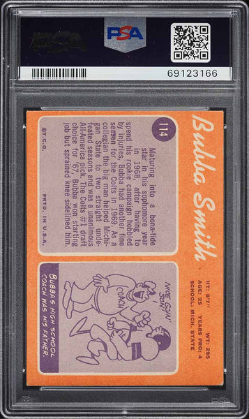 1970 Topps FB Card #114 Bubba Smith Baltimore Colts HOF ROOKIE RC PSA 5 EX (MGD2)