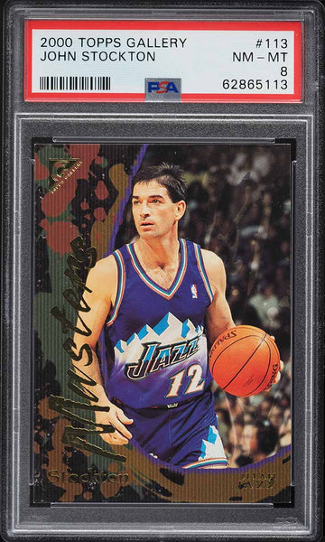 2000 Topps Gallery BkB Card #113 John Stockton Utah Jazz HOF PSA 8 NM-MT (MGD2)