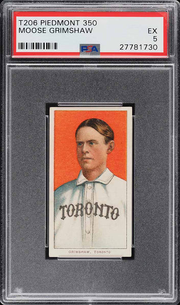 1909-11 T206 Moose Grimshaw Toronto, PIEDMONT 350/25 PSA 5 EX PWCC-A (MGD2)