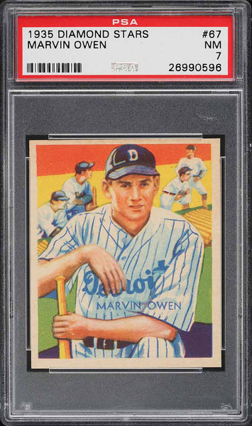 1935 Diamond Stars BB Card # 67 Marvin Owen Detroit Tigers PSA 7 NRMT (MGD2)