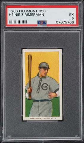 1909-11 T206 Heinie Zimmerman Chicago Cubs HOF, PIEDMONT 350/25 PSA 5 EX (MGD2)