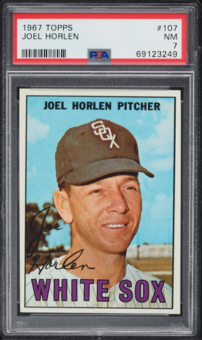 1967 Topps BB Card #107 Joel Horlen Chicago White Sox PSA 7 NRMT (MGD2)