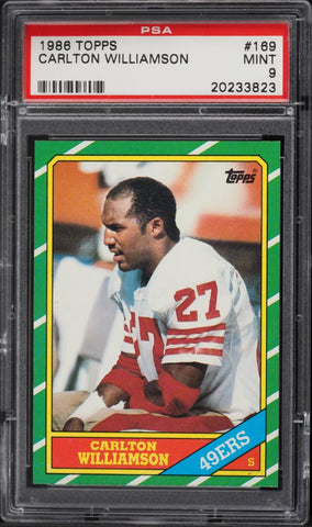 1986 Topps FB Card #169 Carlton Williamson PSA 9 MINT (MGD2)