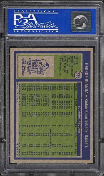 1972 Topps FB Card #235 George Blanda Oakland Raiders HOF PSA 8 NM-MT (MGD2)