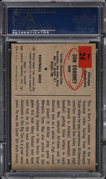 1954 Bowman FB Card # 24 Don Dohoney Chicago Cardinals ROOKIE RC PSA 8 NM-MT (MGD2)