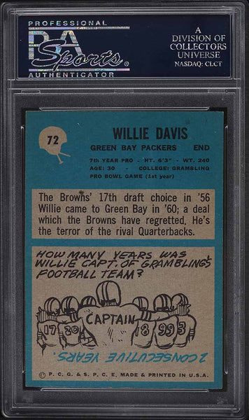 1964 Philadelphia FB Card # 72 Willie Davis ROOKIE RC PSA 8 NM-MT (MGD2)