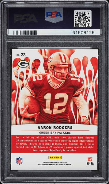 2013 Select FB Card # 22 Aaron Rodgers Packers HOT STARS PSA 10 GEM MINT (MGD2)