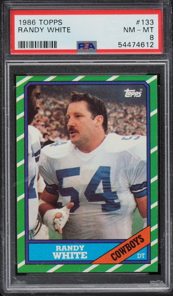 1986 Topps FB Card #133 Randy White Dallas Cowboys HOF PSA 8 NM-MT (MGD2)