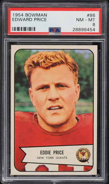 1954 Bowman FB Card # 86 Edward Price HOF PSA 8 NM-MT (MGD2)