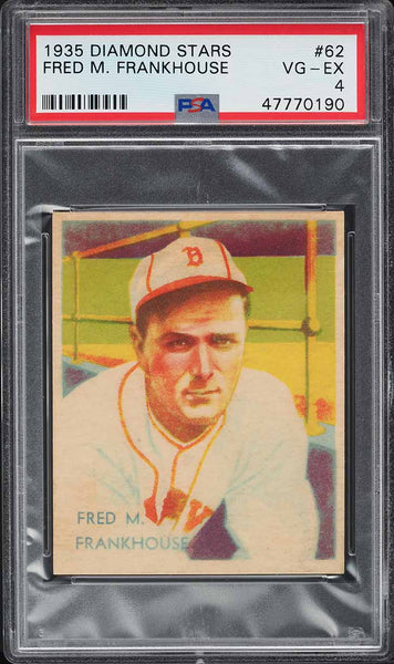 1935 Diamond Stars BB Card # 62 Fred Frankhouse Boston Braves PSA 4 VGEX (MGD2)