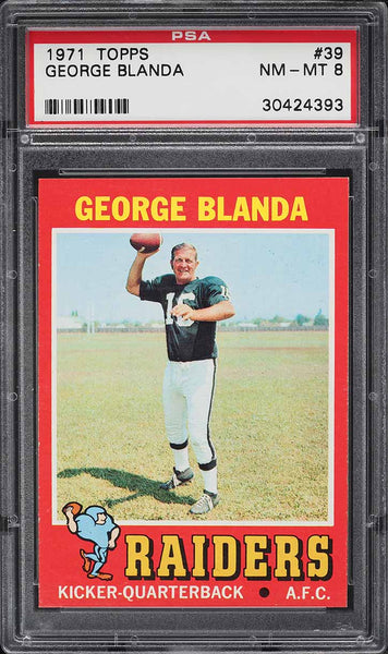 1971 Topps FB Card # 39 George Blanda Oakland Raiders HOF PSA 8 NM-MT (MGD2)