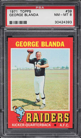 1971 Topps FB Card # 39 George Blanda Oakland Raiders HOF PSA 8 NM-MT (MGD2)