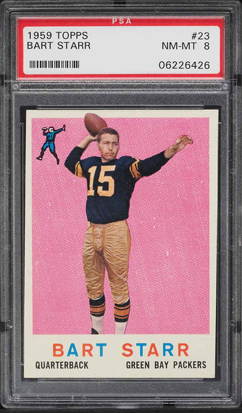 1959 Topps FB Card # 23 Bart Starr Green Bay Packers HOF PSA 8 NM-MT (MGD2)