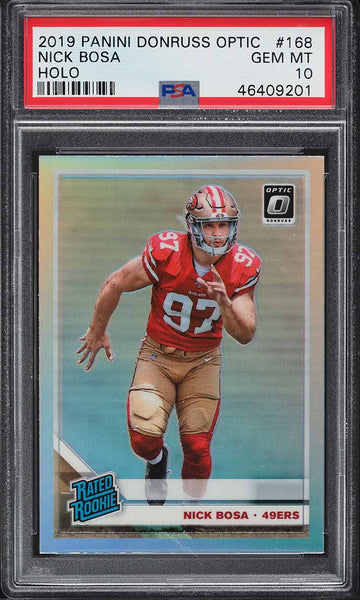 2019 Donruss Optic FB Card #168 Nick Bosa 49ers ROOKIE RC PSA 10 GEM MINT (MGD2)