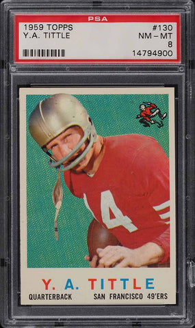 1959 Topps FB Card #130 Y.A. Tittle San Francisco 49ers HOF PSA 8 NM-MT (MGD2)