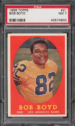 1958 Topps FB Card # 21 Bob Boyd Los Angeles Rams PSA 7 NRMT (MGD2)