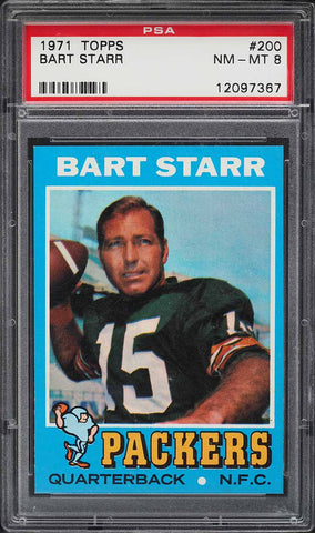 1971 Topps FB Card #200 Bart Starr Green Bay Packers HOF PSA 8 NM-MT (MGD2)