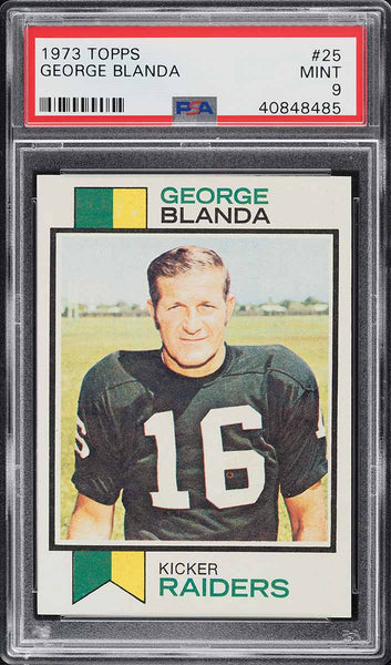 1973 Topps FB Card # 25 George Blanda Oakland Raiders HOF PSA 9 MINT (MGD2)