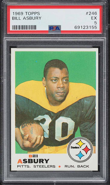 1969 Topps FB Card #246 Bill Asbury Pittsburgh Steelers PSA 5 EX (MGD2)