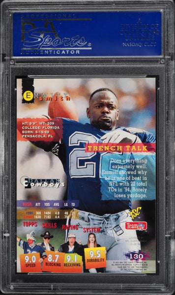 1995 Stadium Club FB Card #130 Emmitt Smith Dallas Cowboys HOF PSA 10 GEM MINT (MGD2)