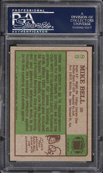 1984 Topps FB Card # 85 Mike Bell Kansas City Chiefs ROOKIE RC PSA 9 MINT (MGD2)