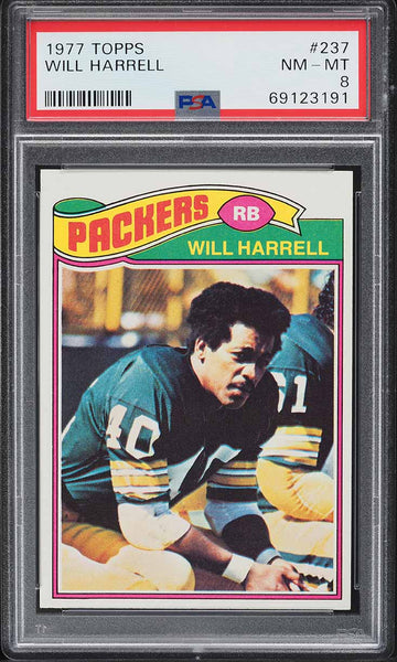 1977 Topps FB Card #237 Will Harrell Green Bay Packers PSA 8 NM-MT (MGD2)