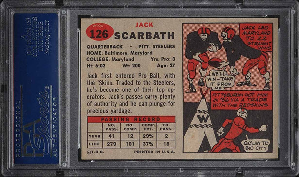 1957 Topps FB Card #126 Jack Scarbath Pittsburgh Steelers HOF PSA 7 NRMT (MGD2)