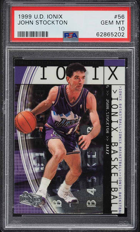 1999 Upper Deck Ionix BkB Card # 56 John Stockton Utah Jazz HOF PSA 10 GEM MINT (MGD2)