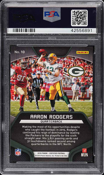 2016 Certified FB Card # 10 Aaron Rodgers SKILLS MIRROR GOLD /25 PSA 9 MINT (MGD2)